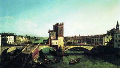 Вид моста Нави в Вероне. 1740-е