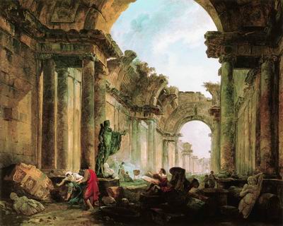 Воображаемый вид Большой галереи Лувра в руинах. 1796