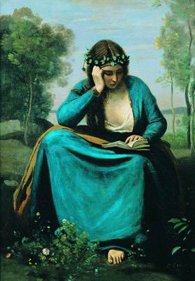 Читающая девушка в венке. 1845