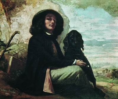 Автопортрет с черной собакой. 1844