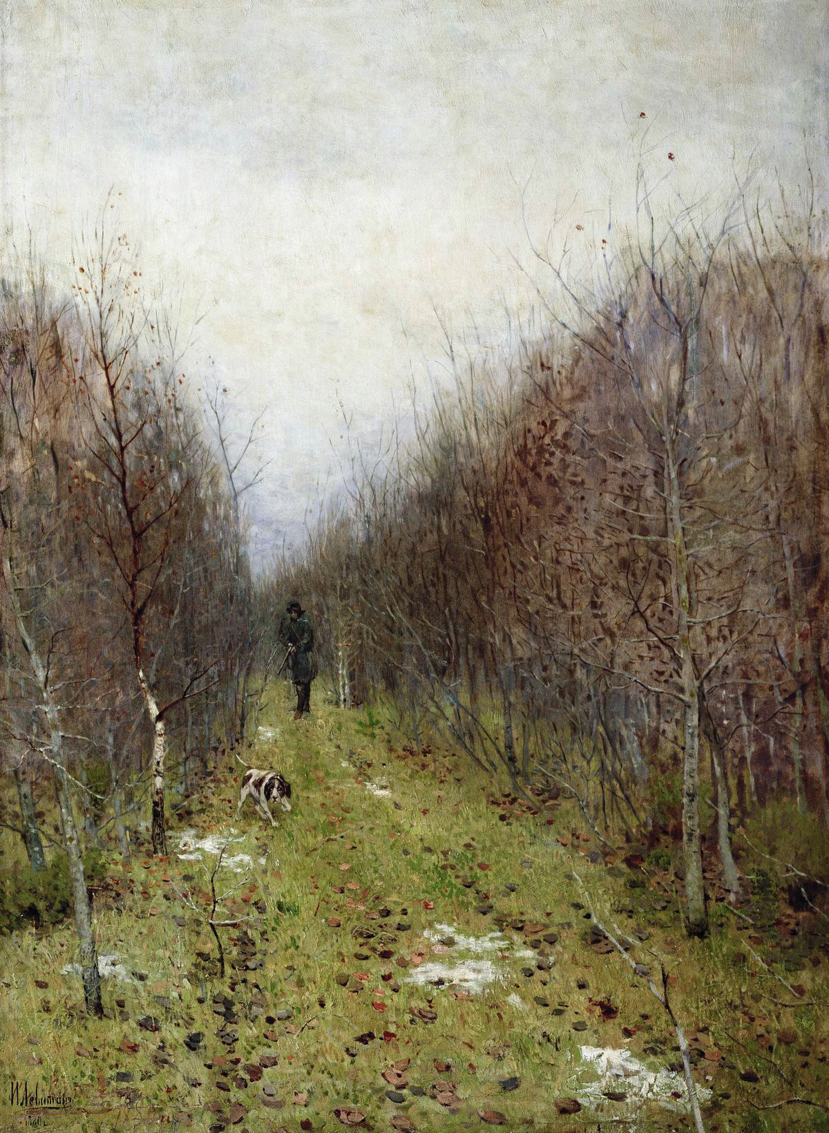 Левитан И.. Осень. Охотник. 1880