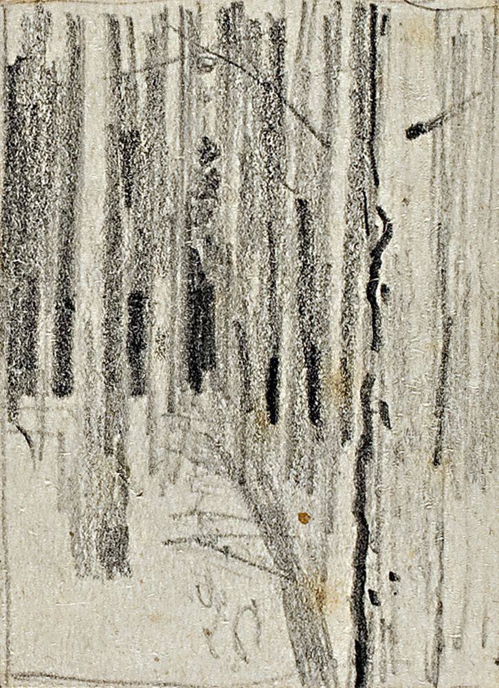 Левитан И.. Лес. Стволы деревьев. Середина 1880-х