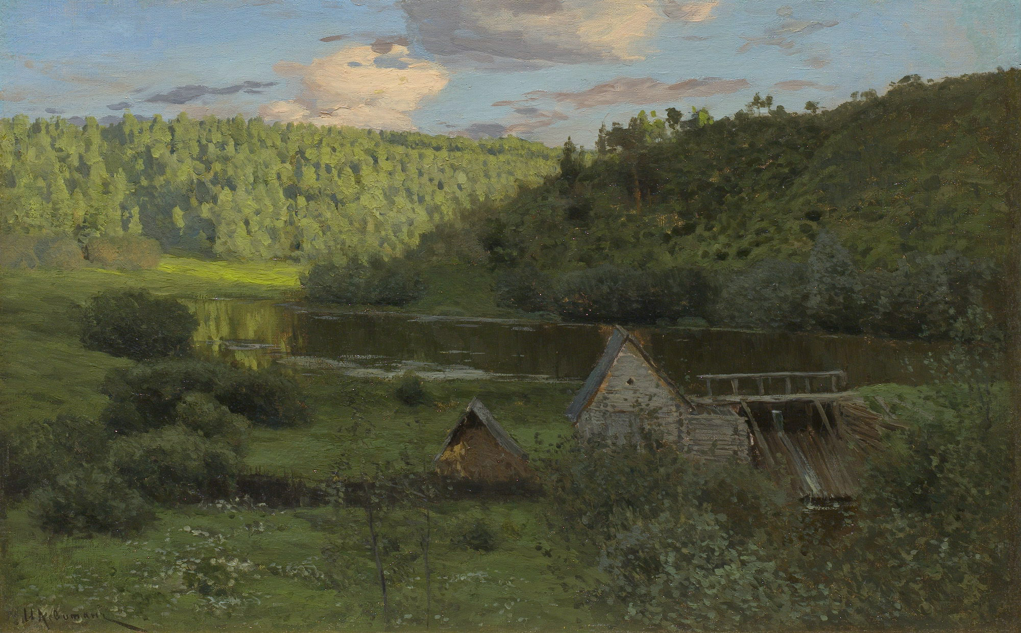 Левитан И.. Мельница. Закат солнца. 1888