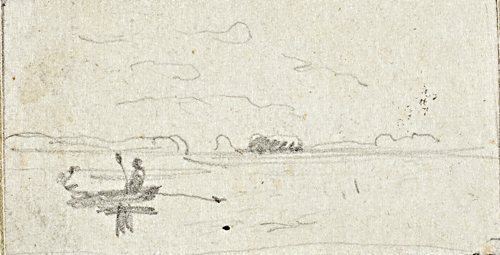 Левитан И.. На реке. Рыбак в лодке. 1890