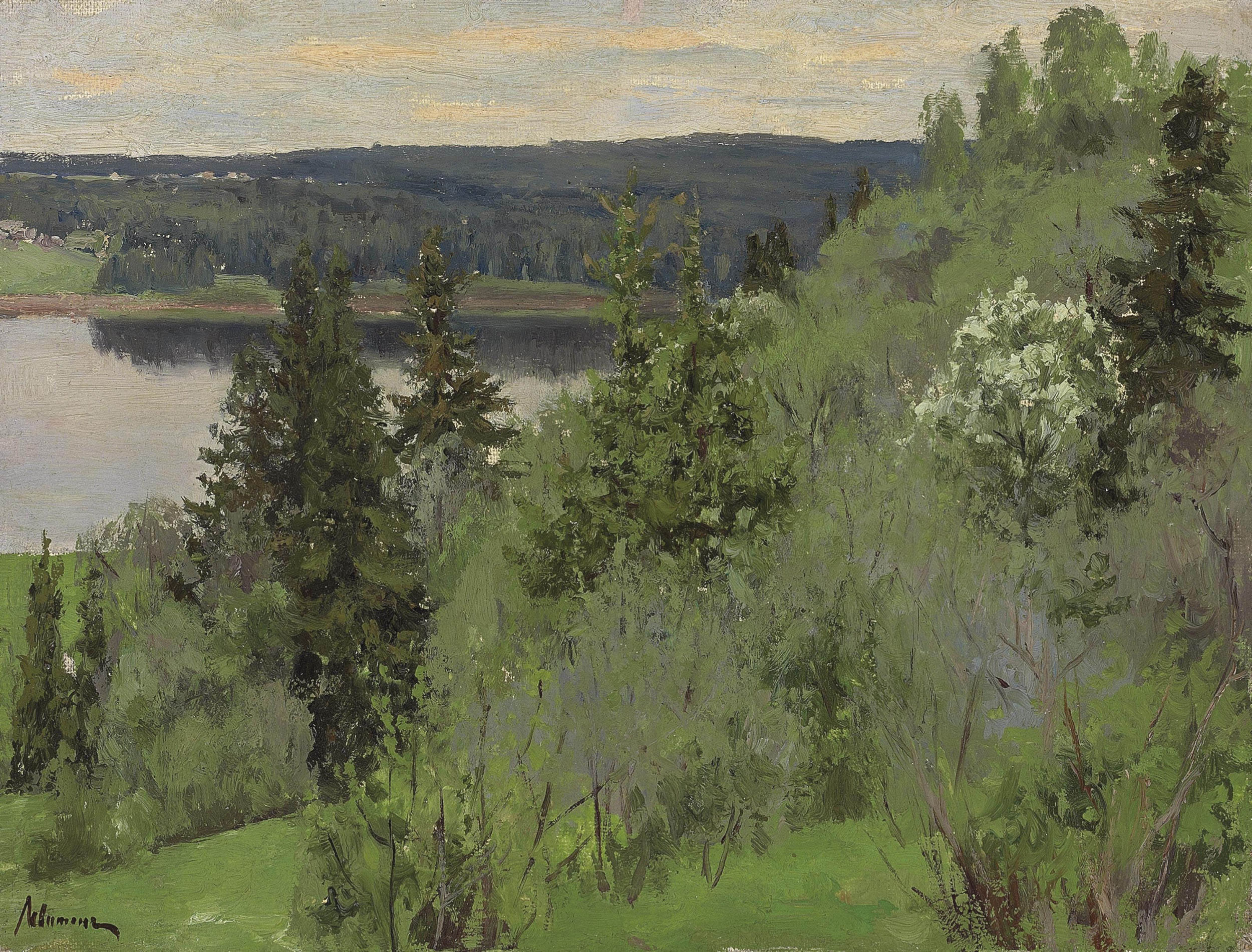 Левитан И.. Пейзаж с озером. 1890-е