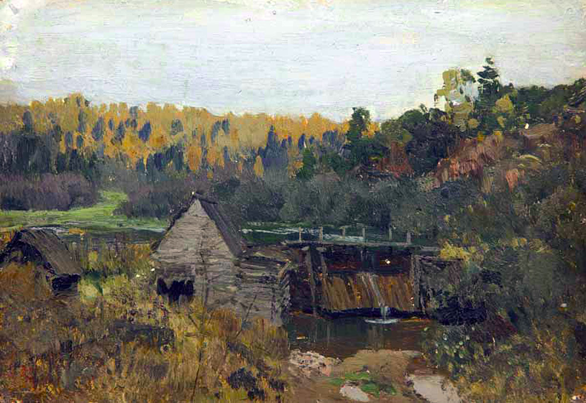 Левитан И.. Пейзаж с мельницей (Осень. Мельница. Плёс). 1888