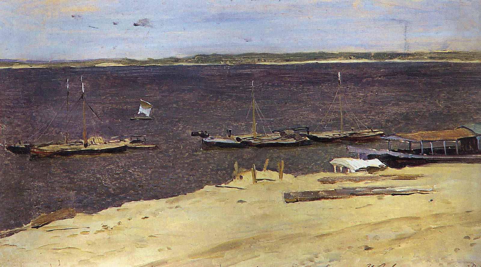Левитан И.. Волга. Ветреный день. 1880-е
