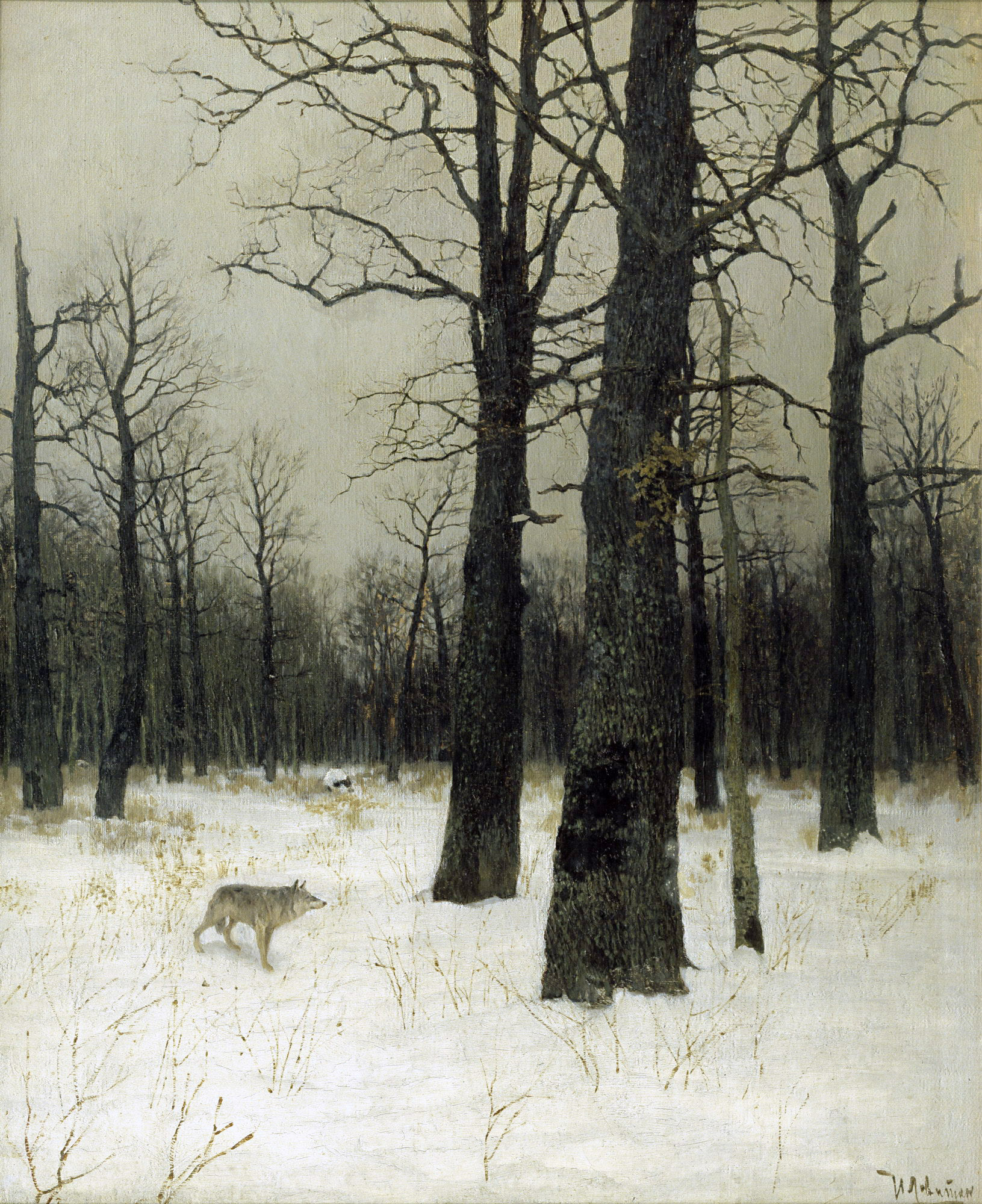 Левитан И.. Зимой в лесу. 1885
