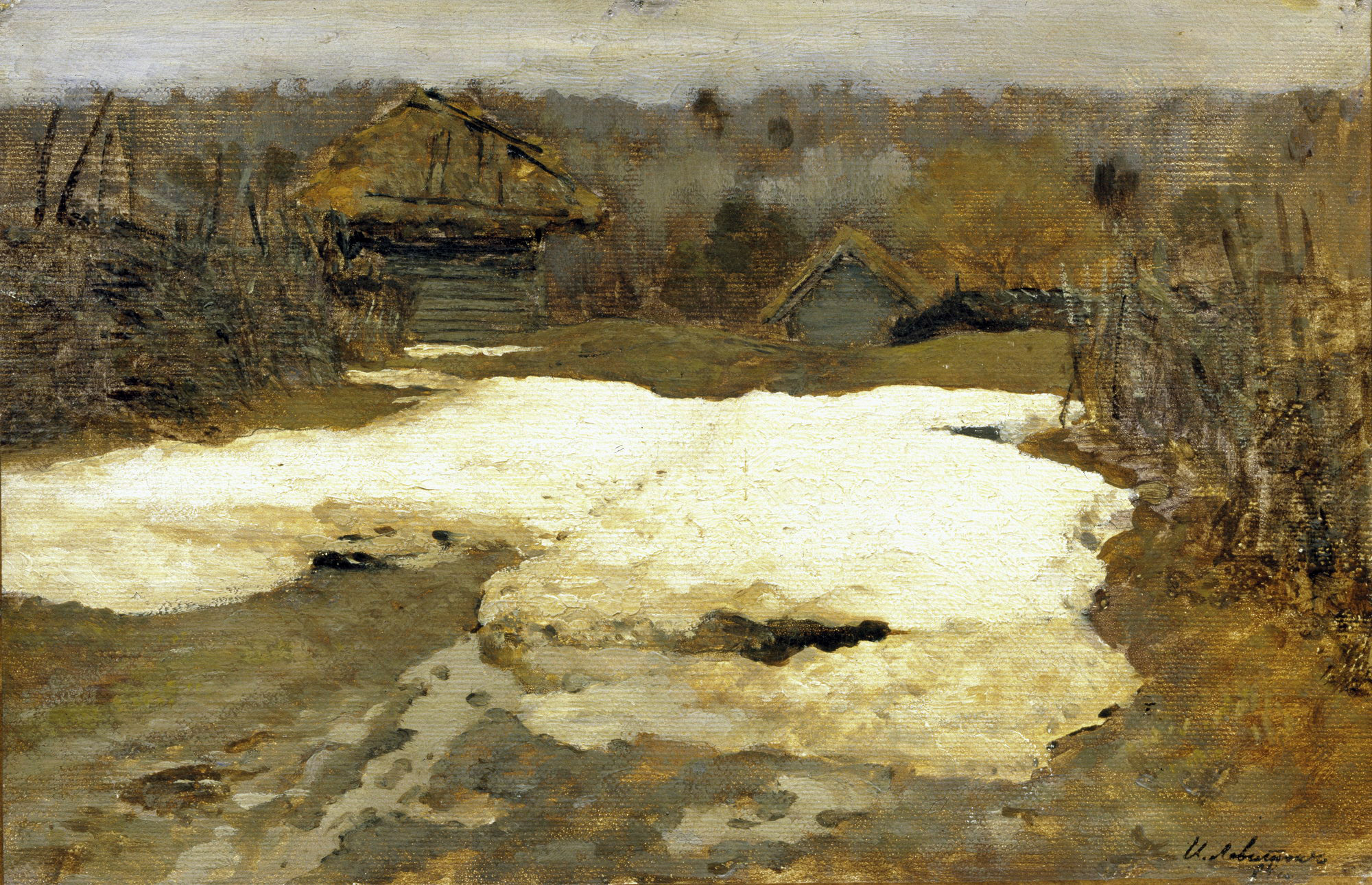 Левитан И.. Последний снег. Саввинская слобода. 1884