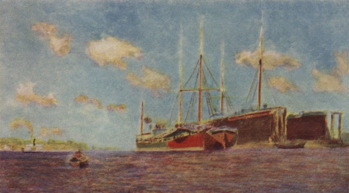 Левитан И.. Свежий ветер. Волга. 1890