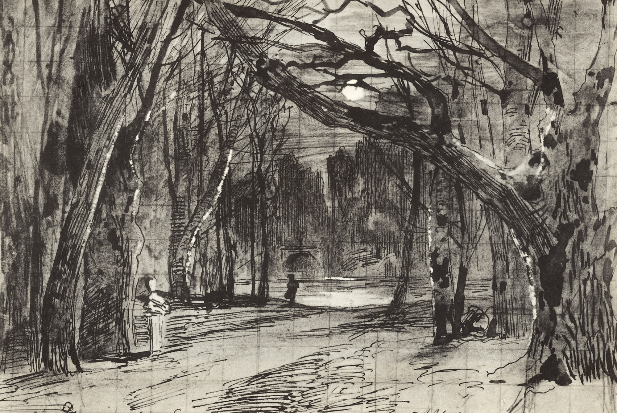 Левитан И.. Лунная ночь в парке. 1885