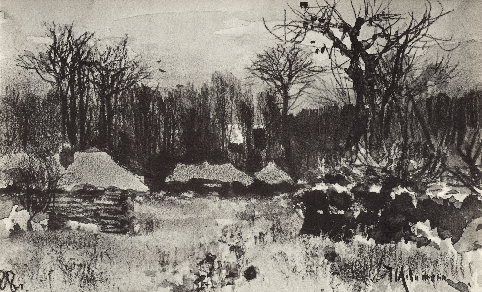 Левитан И.. Деревня. Ранняя весна. 1888