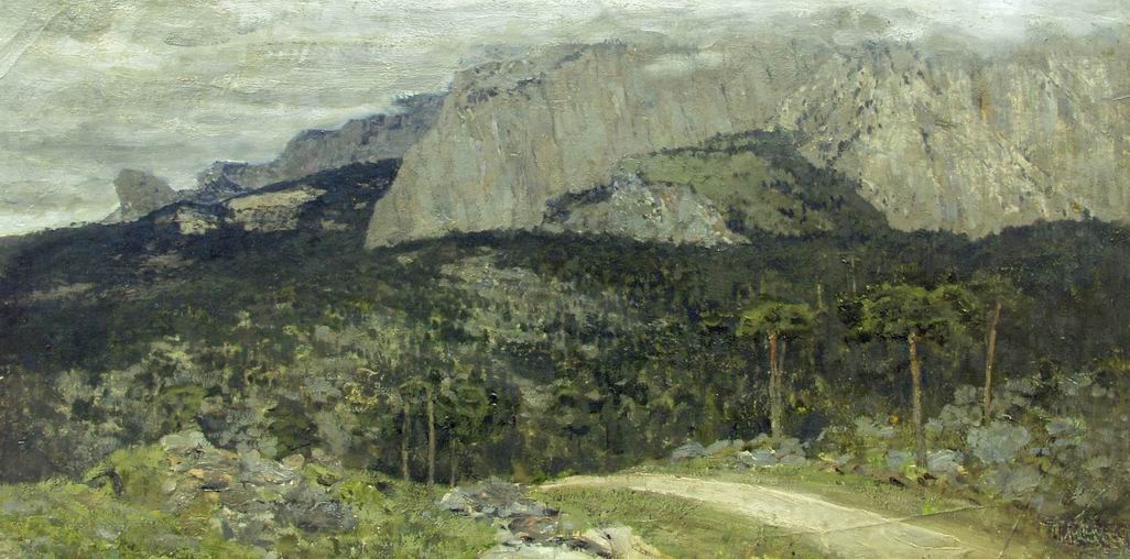 Левитан И.. Серый день. Горы. Крым. 1886