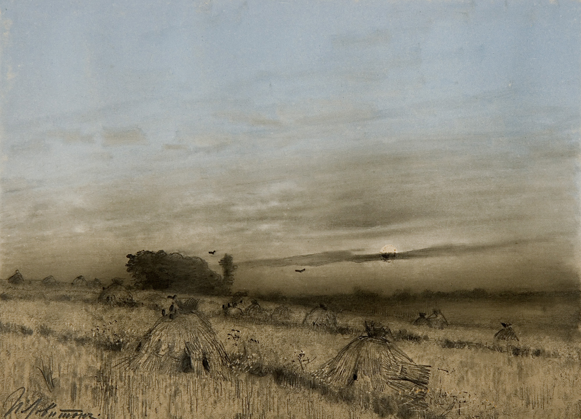 Левитан И.. Сжатое поле. Вторая половина - конец 1880-х