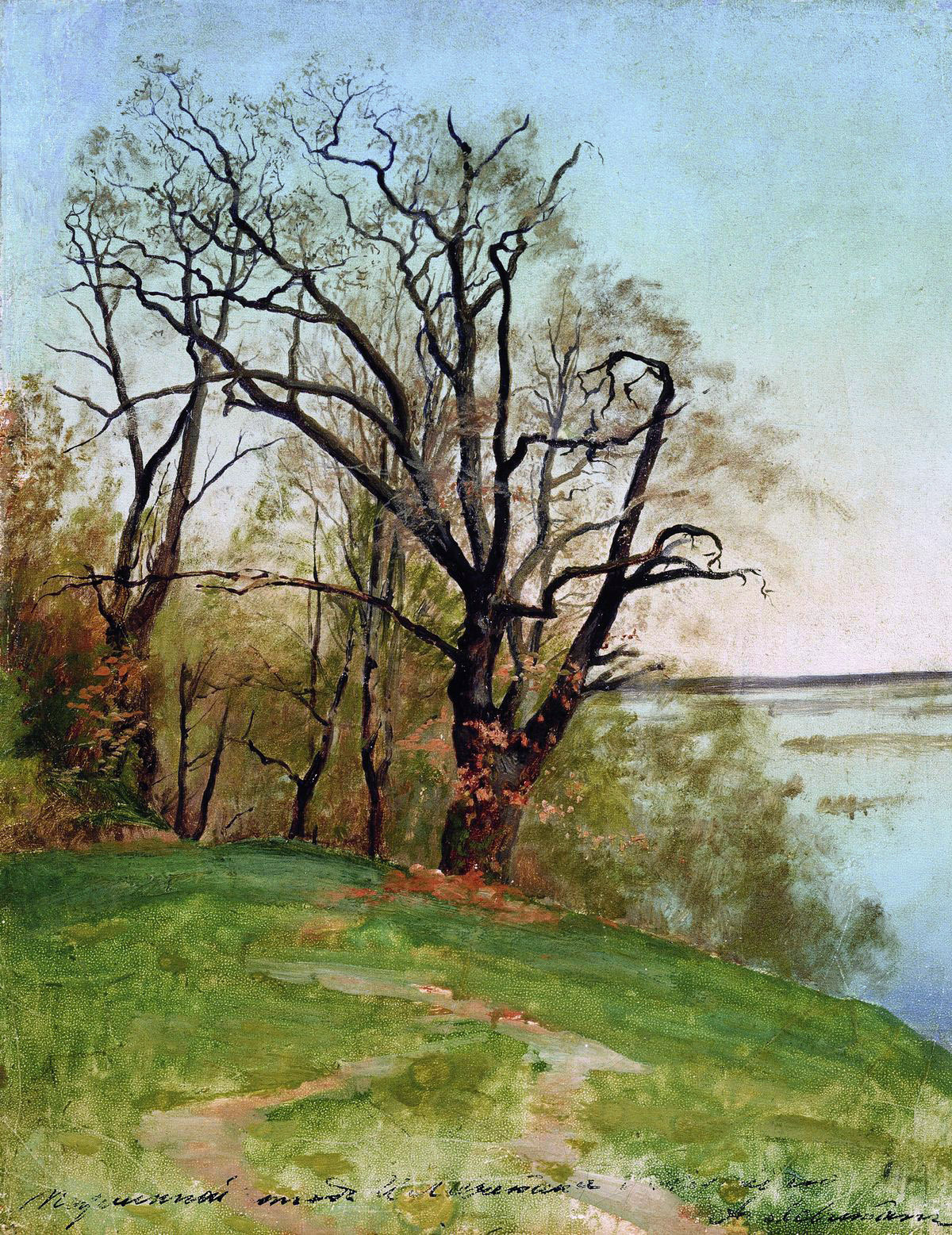 Левитан И.. Дуб на берегу реки. 1887