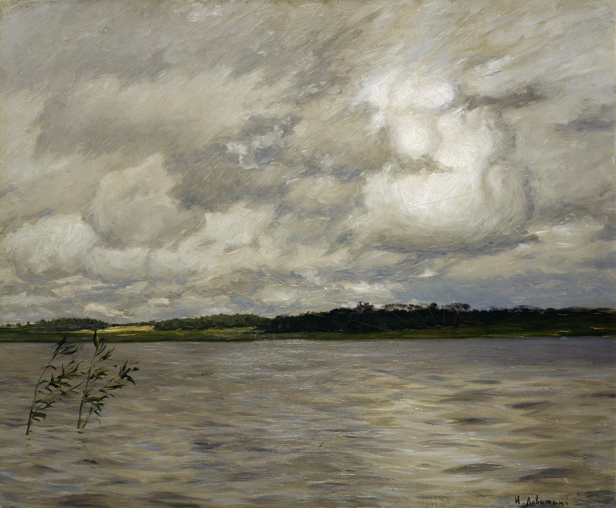 Левитан И.. Озеро. Серый день. 1895