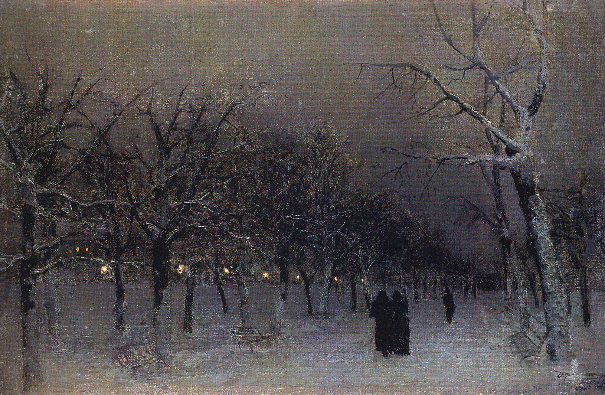 Левитан И.. Бульвар зимой (Бульвар вечером). 1883