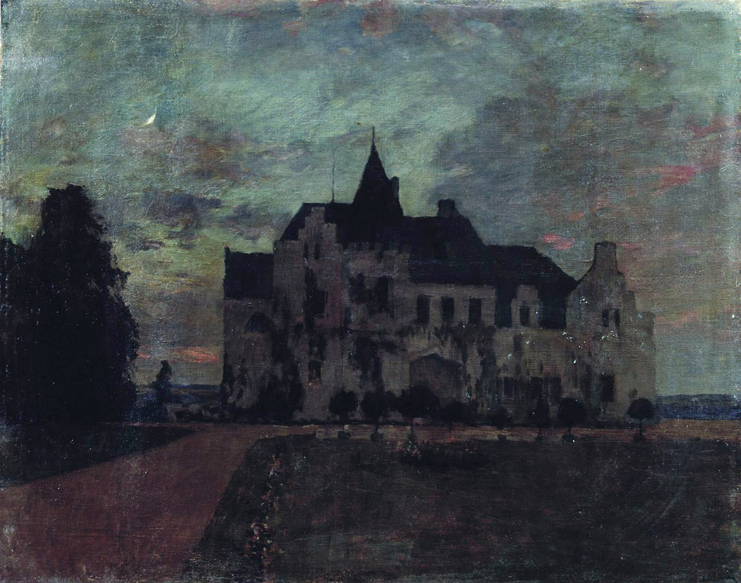 Левитан И.. Сумерки. Замок. 1898