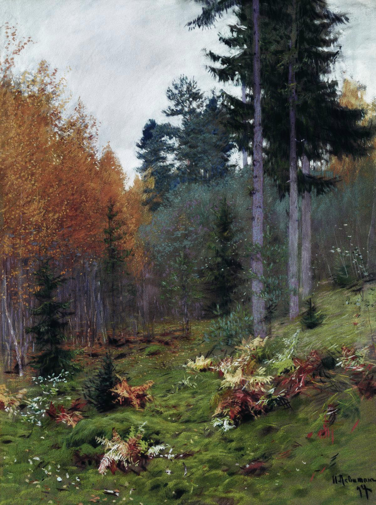Левитан И.. В лесу осенью. 1894