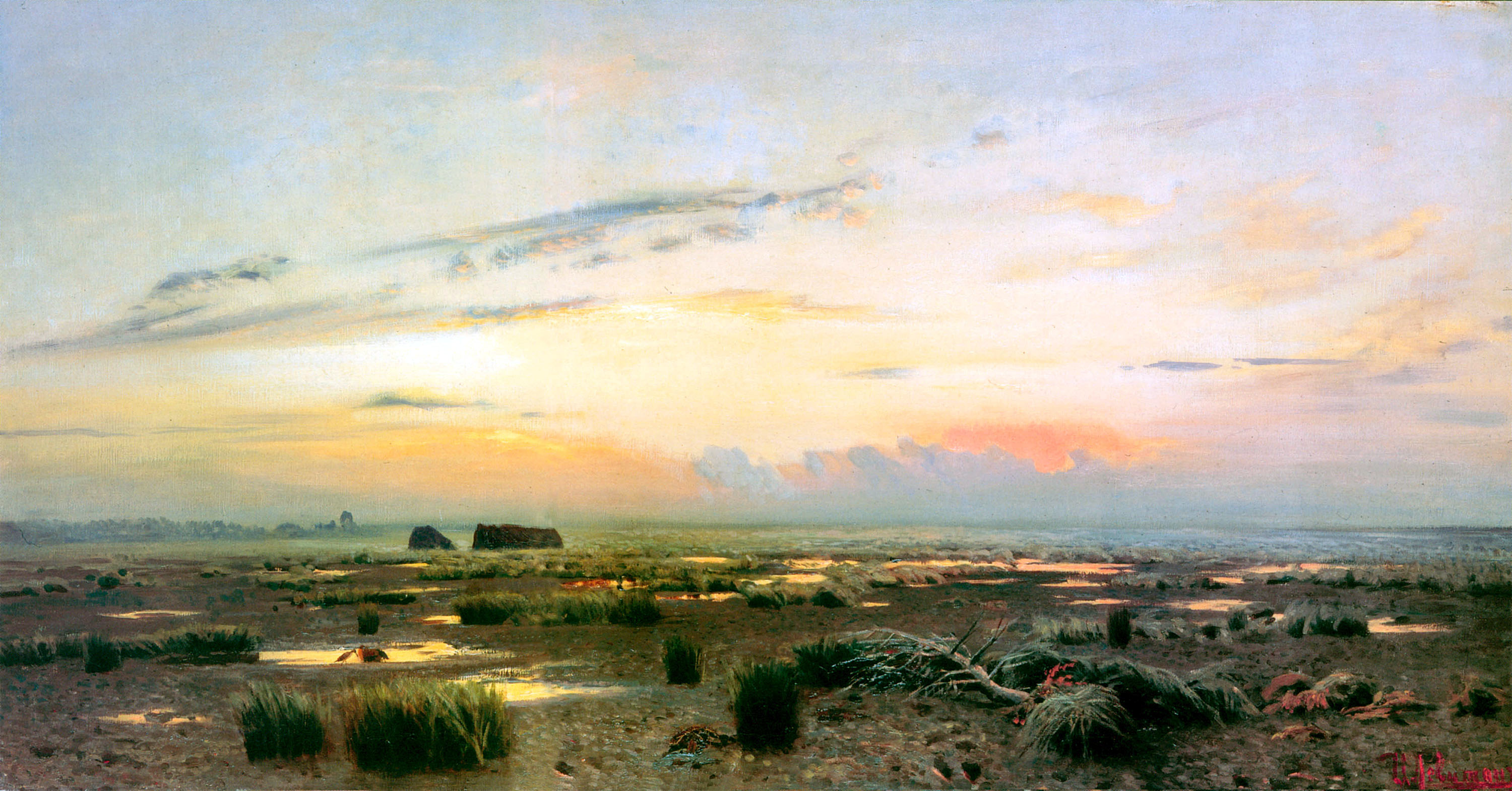 Левитан И.. Вечер над болотом. 1882