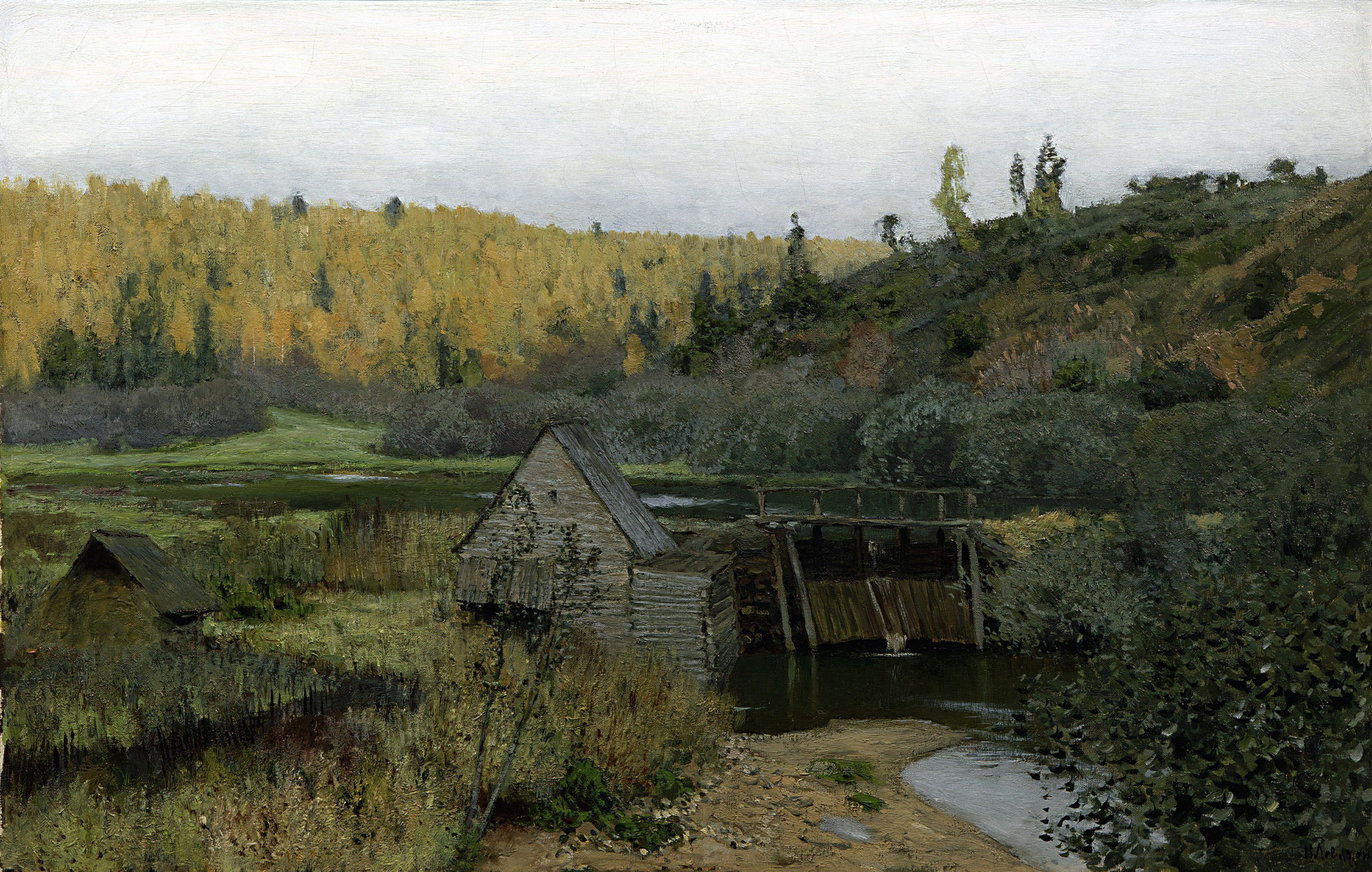 Левитан И.. Осень. Мельница. Плёс. 1888