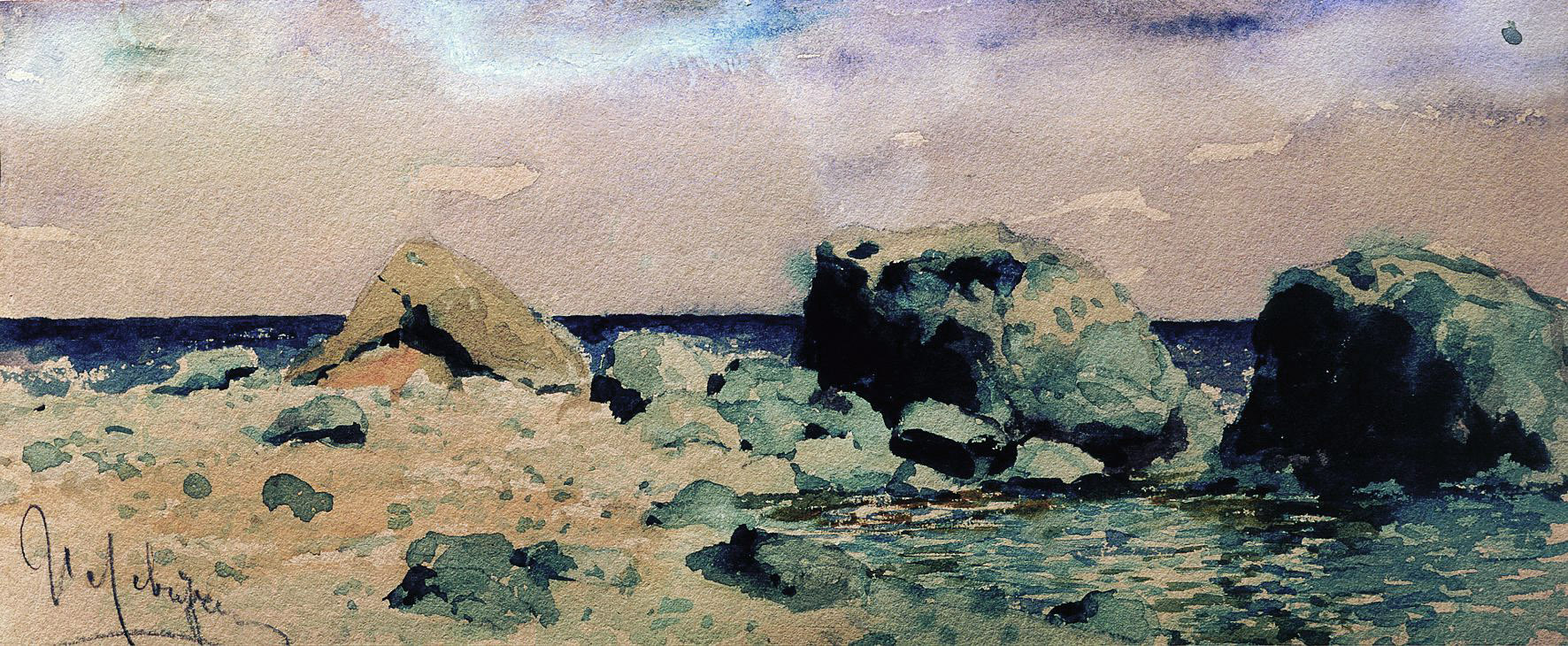 Левитан И.. Берег моря и вид на море (Камни на берегу моря). 1886