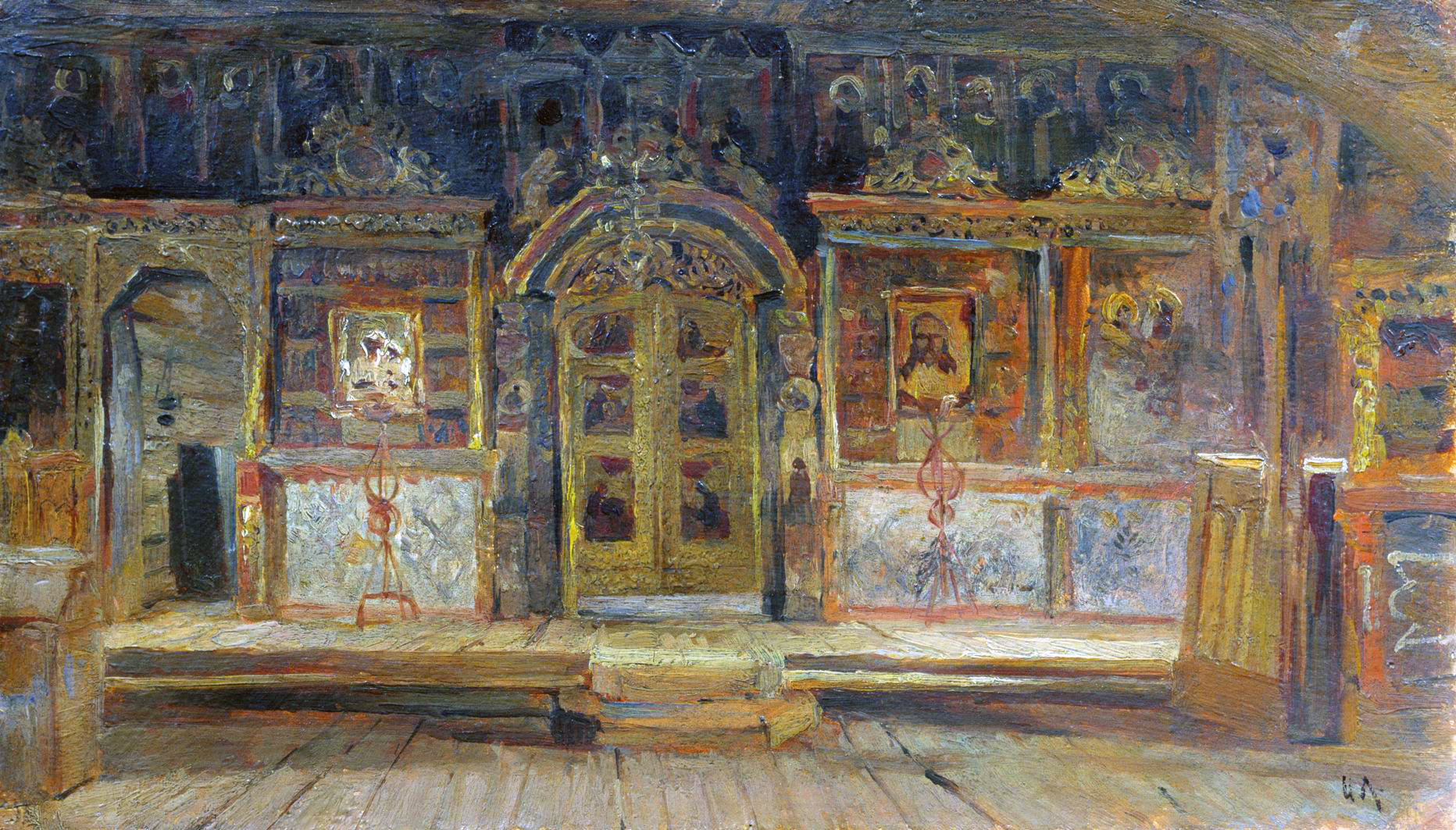 Левитан И.. Внутри Петропавловской церкви в Плёсе, на Волге. 1888