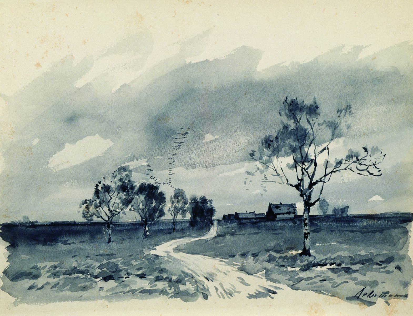 Левитан И.. Осенний пейзаж (Перелет птиц). 1895