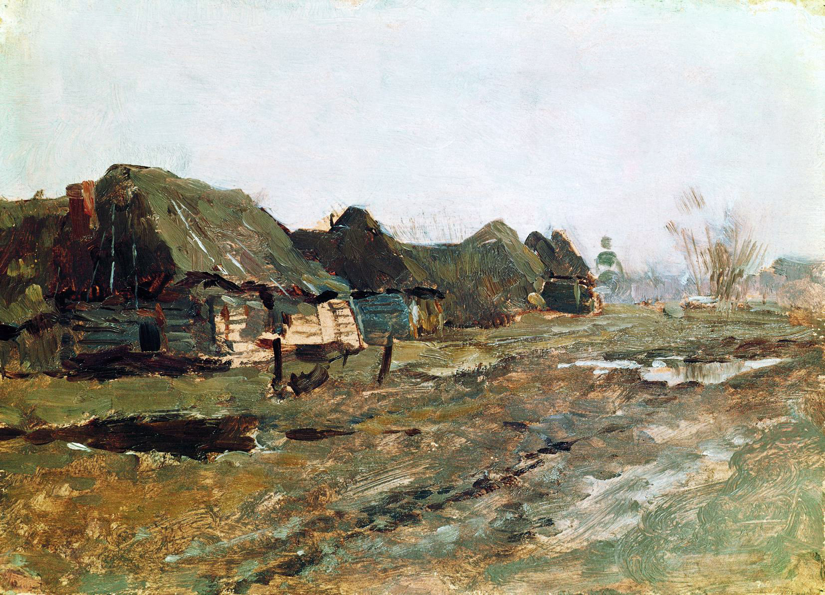 Левитан И.. Постой в деревне. 1890-е