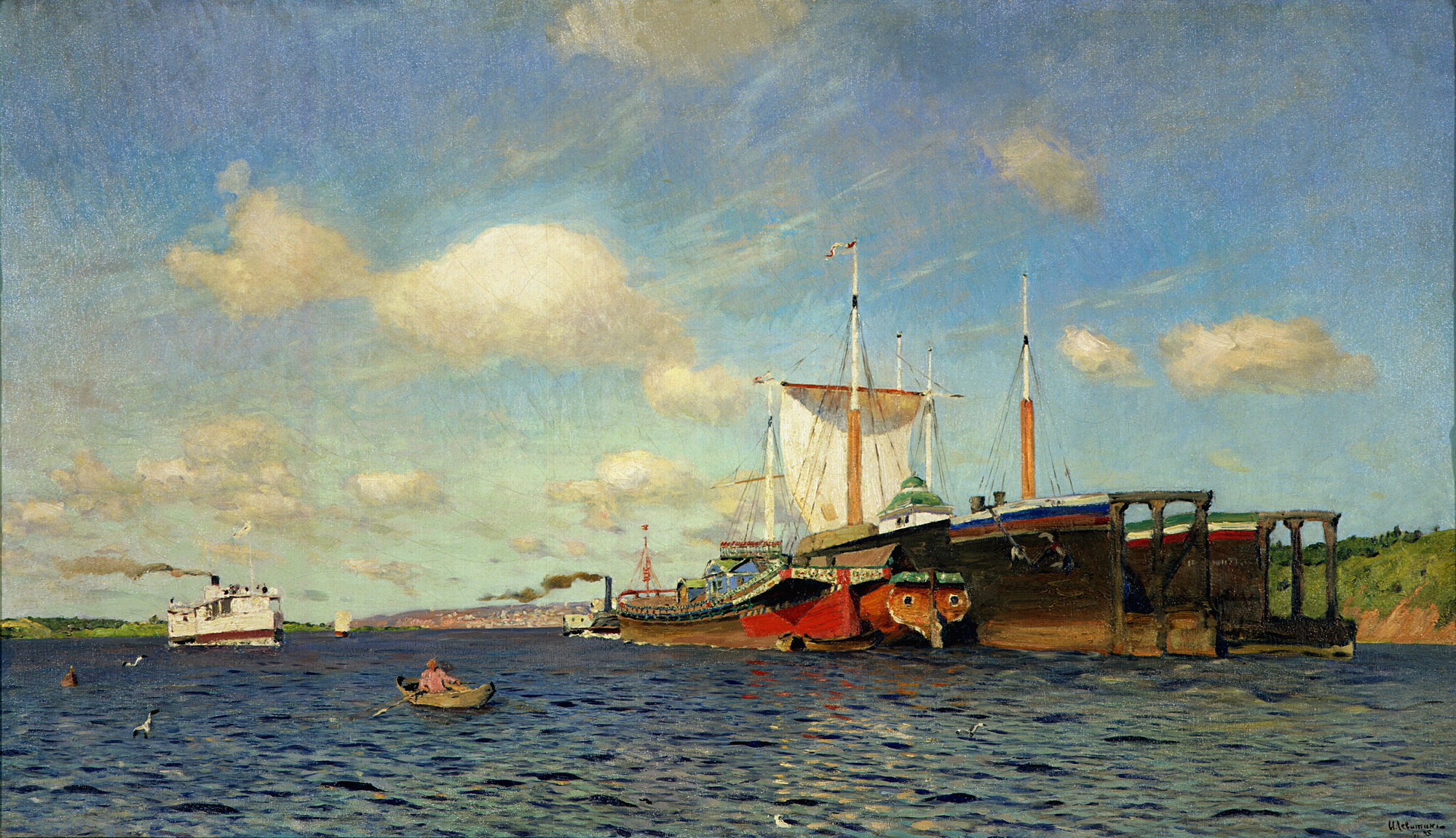 Левитан И.. Свежий ветер. Волга. 1895