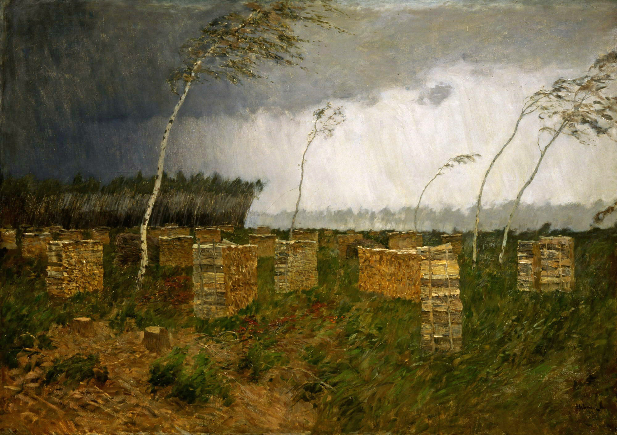 Левитан И.. Буря. Дождь. 1899