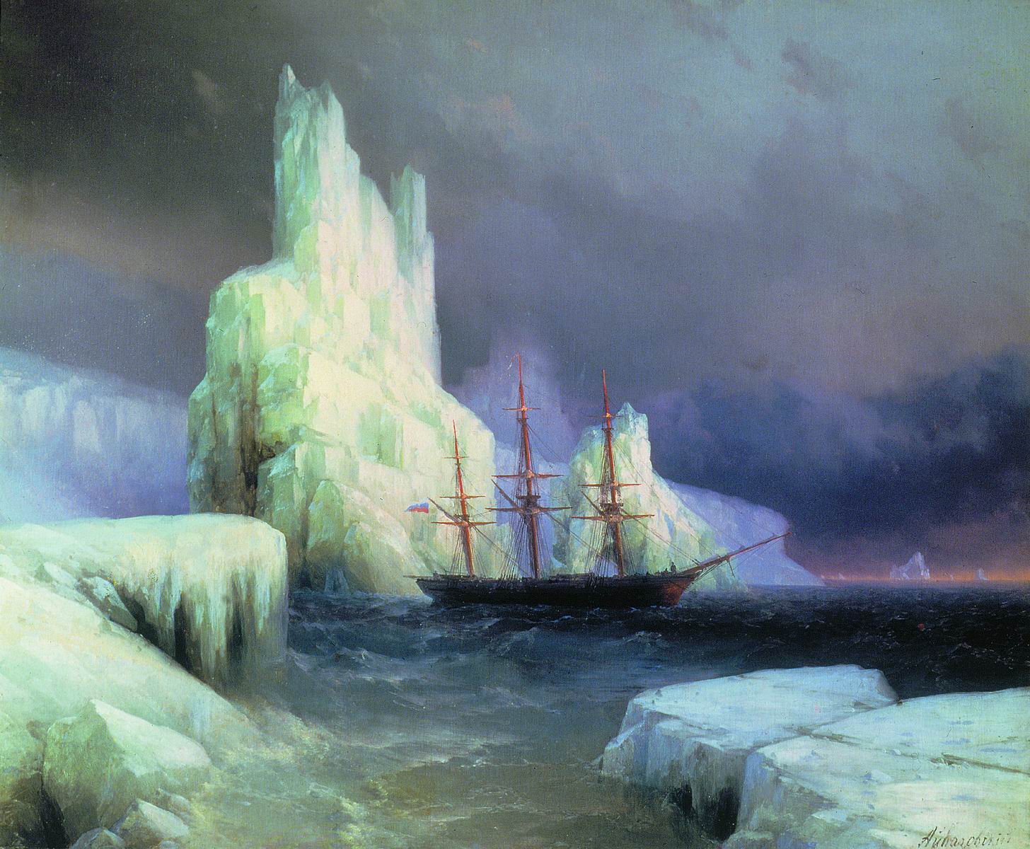 Айвазовский. Ледяные горы в Антарктиде. 1870