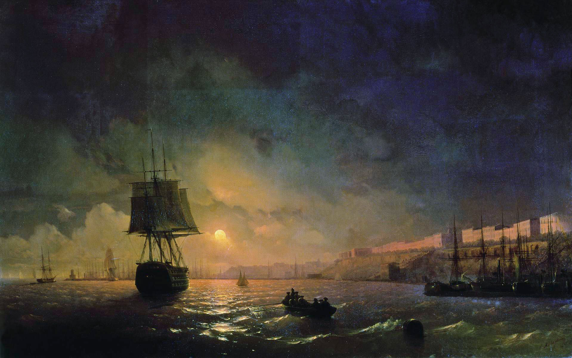 Айвазовский. Вид Одессы в лунную ночь. 1846