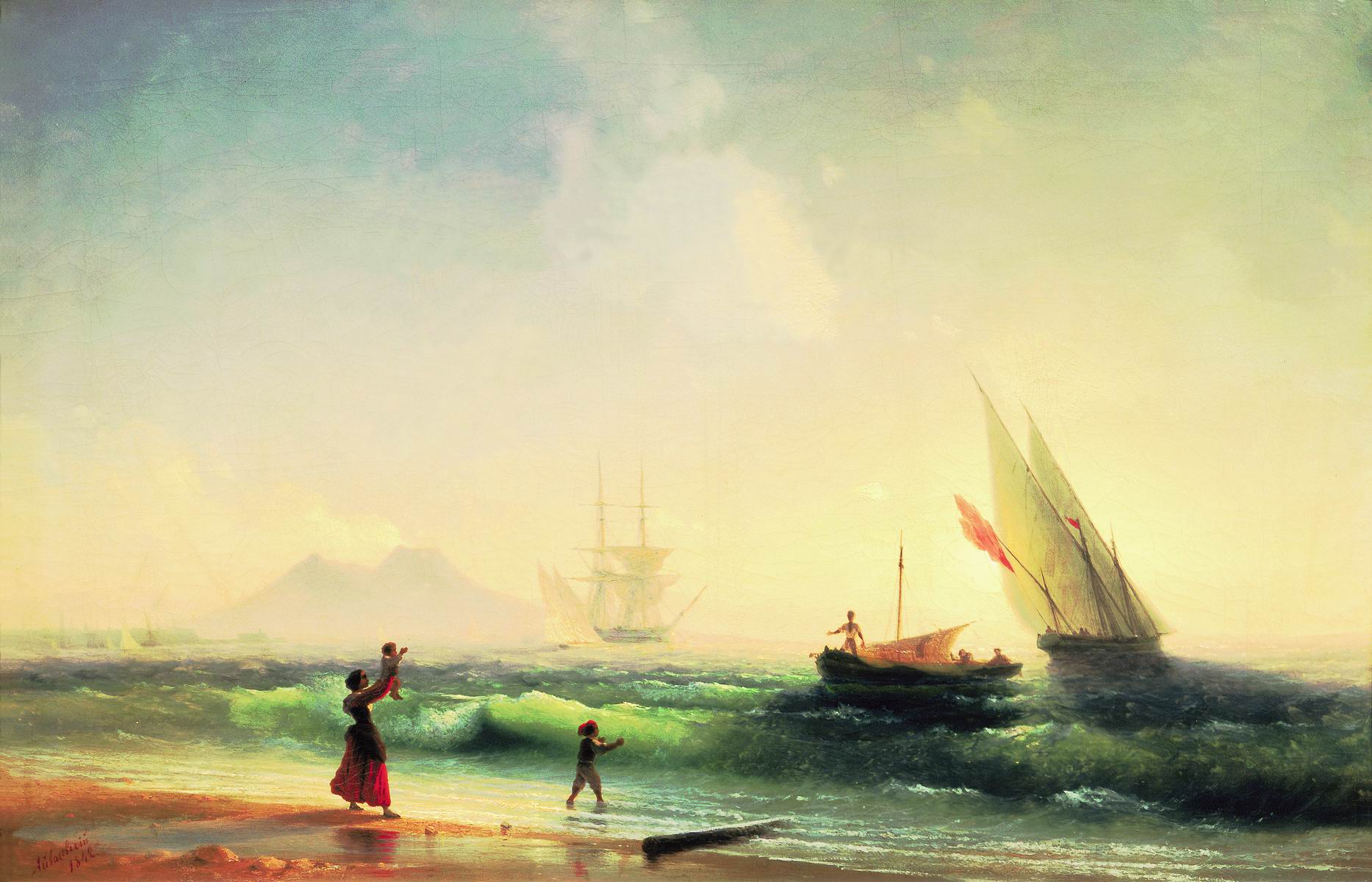 Айвазовский. Встреча рыбаков на берегу Неаполитанского залива. 1842