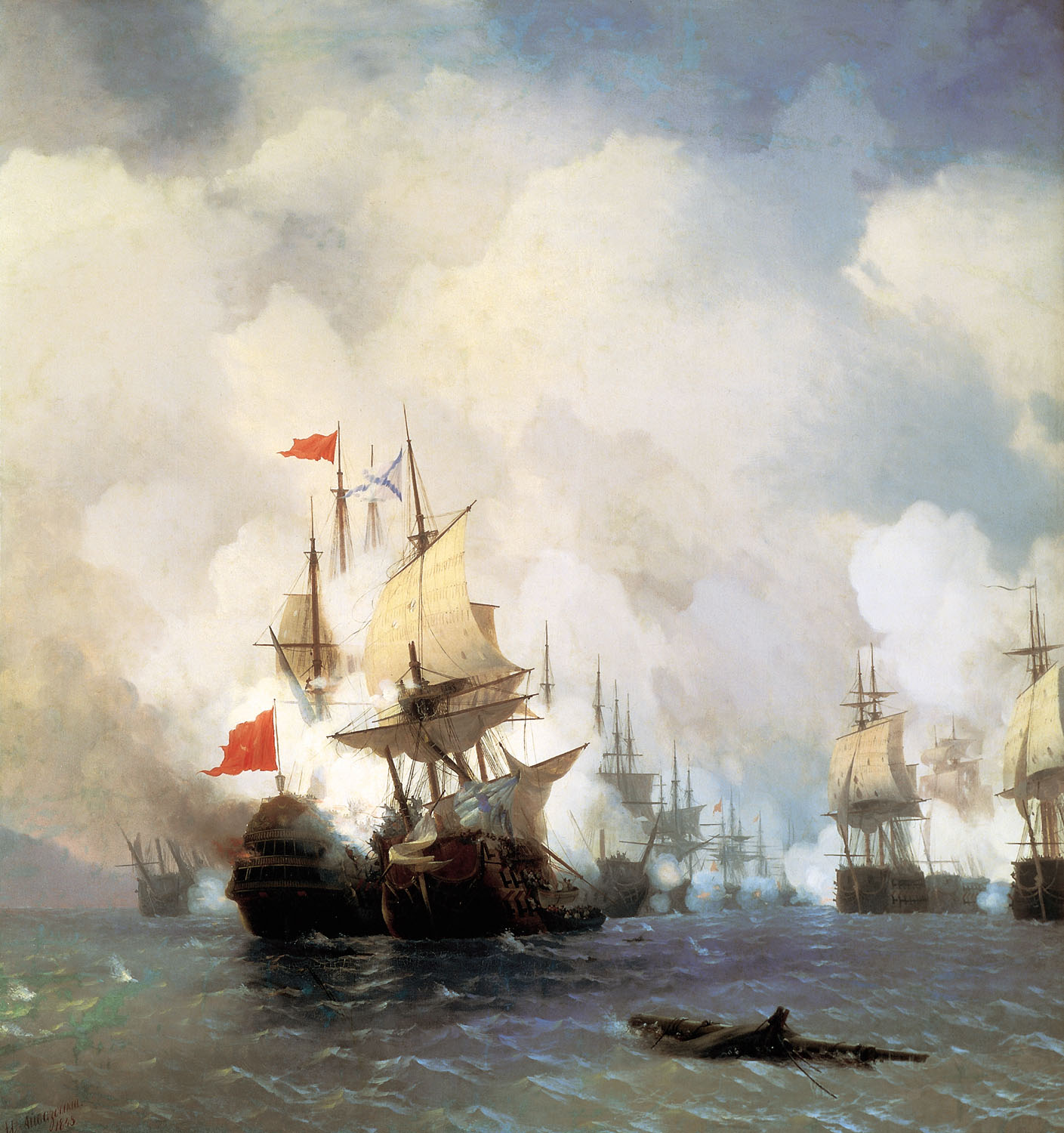 Айвазовский. Бой в Хиосском проливе 24 июня 1770 года. 1848