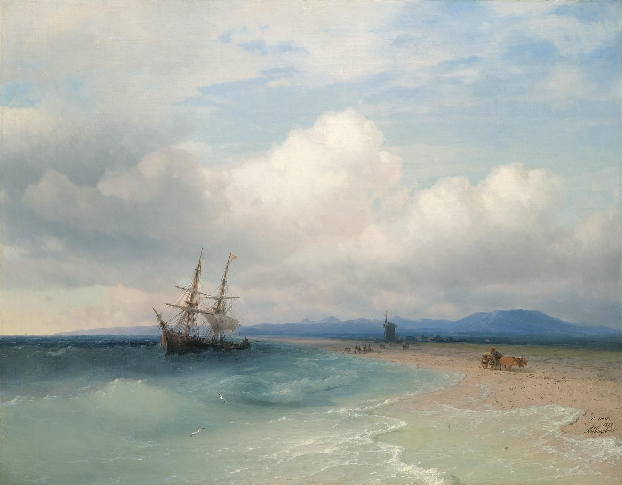Айвазовский. Корабль у Крымского побережья. 1872