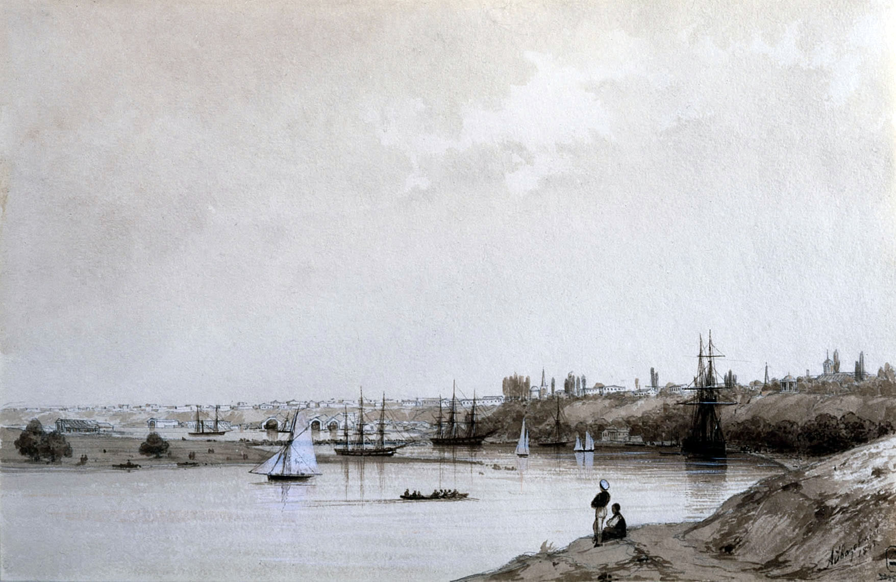 Айвазовский. Вид города Николаева. 1843