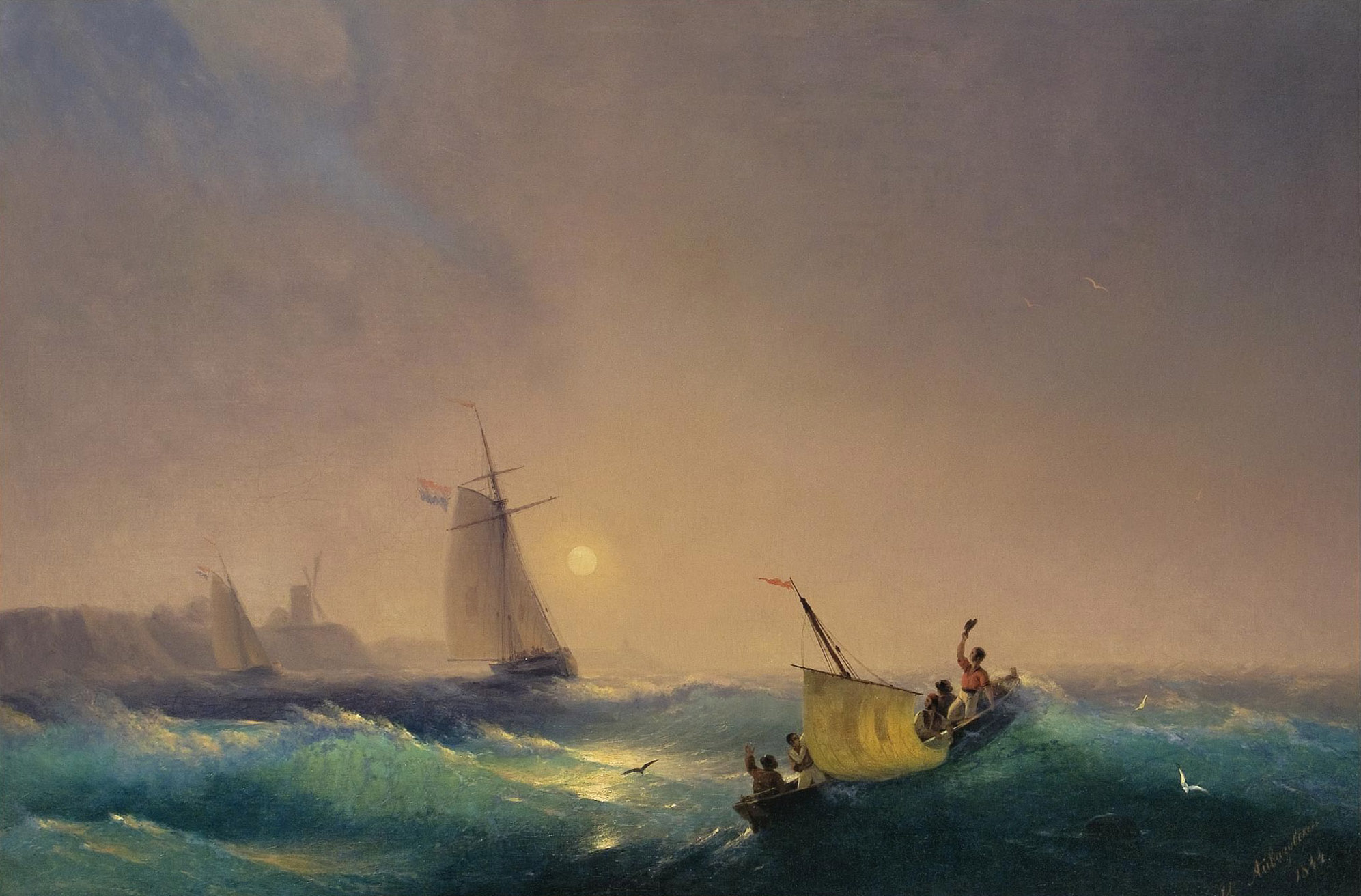 Айвазовский. Отплытие от голландского побережья. 1844