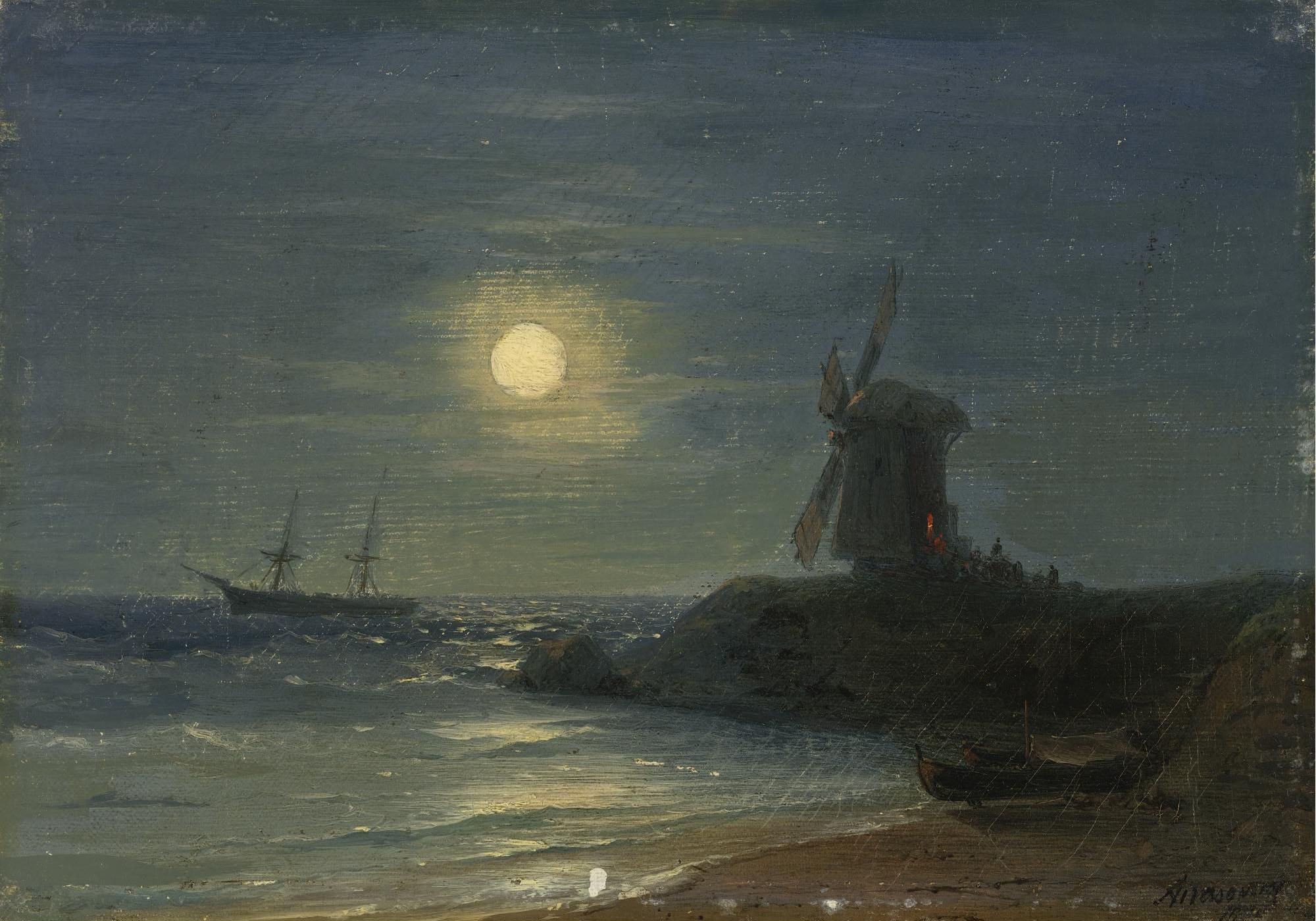 Айвазовский. Мельница лунной ночью. 1876