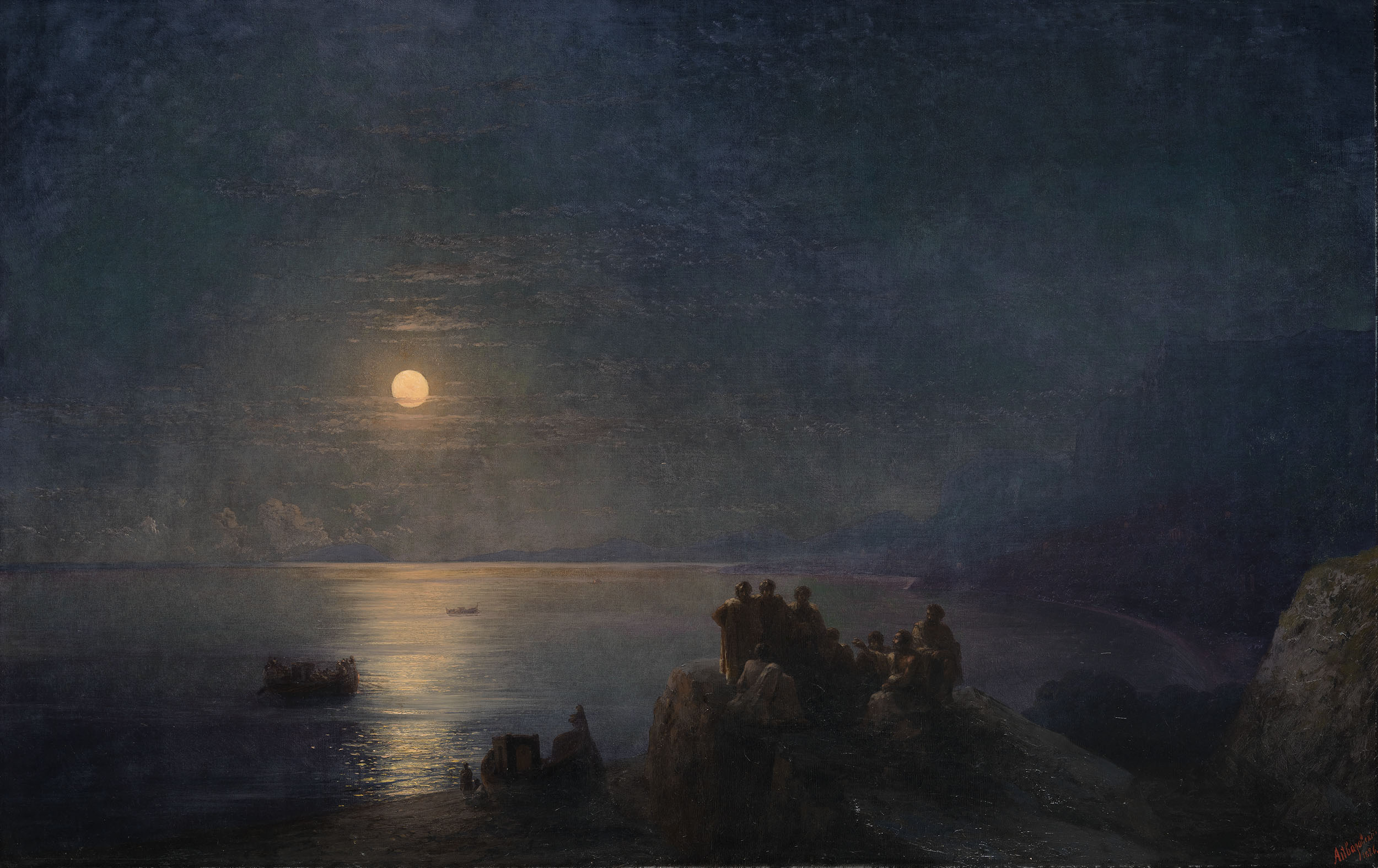 Айвазовский. Поэты на побережье лунной ночью в Древней Греции. 1886