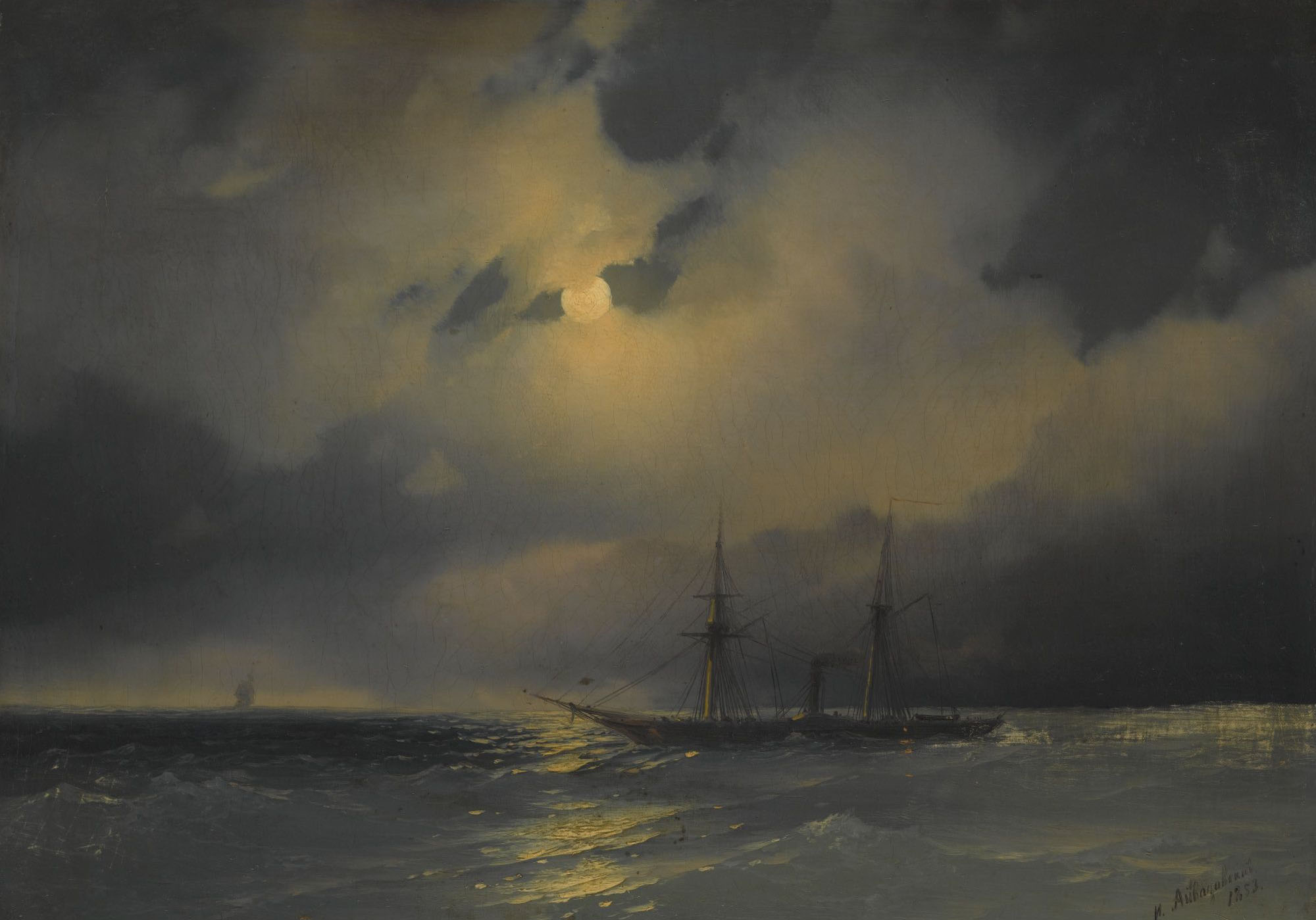 Айвазовский. Корабли лунной ночью. 1853
