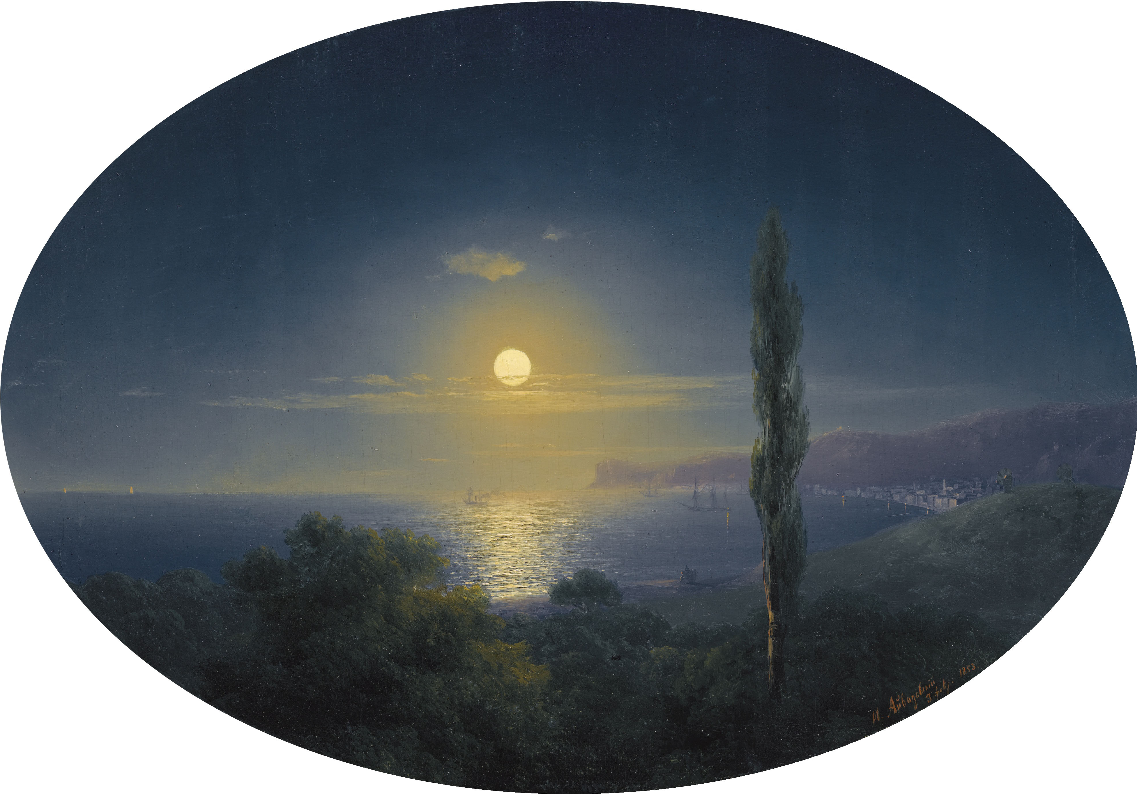 Айвазовский. Крымское побережье лунной ночью. 1853