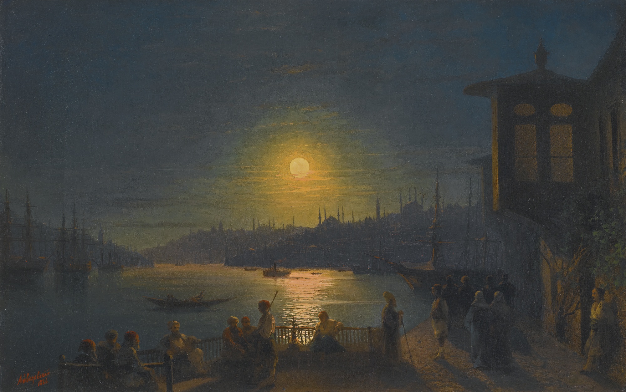 Айвазовский. Восход луны над бухтой Золотой Рог. 1886