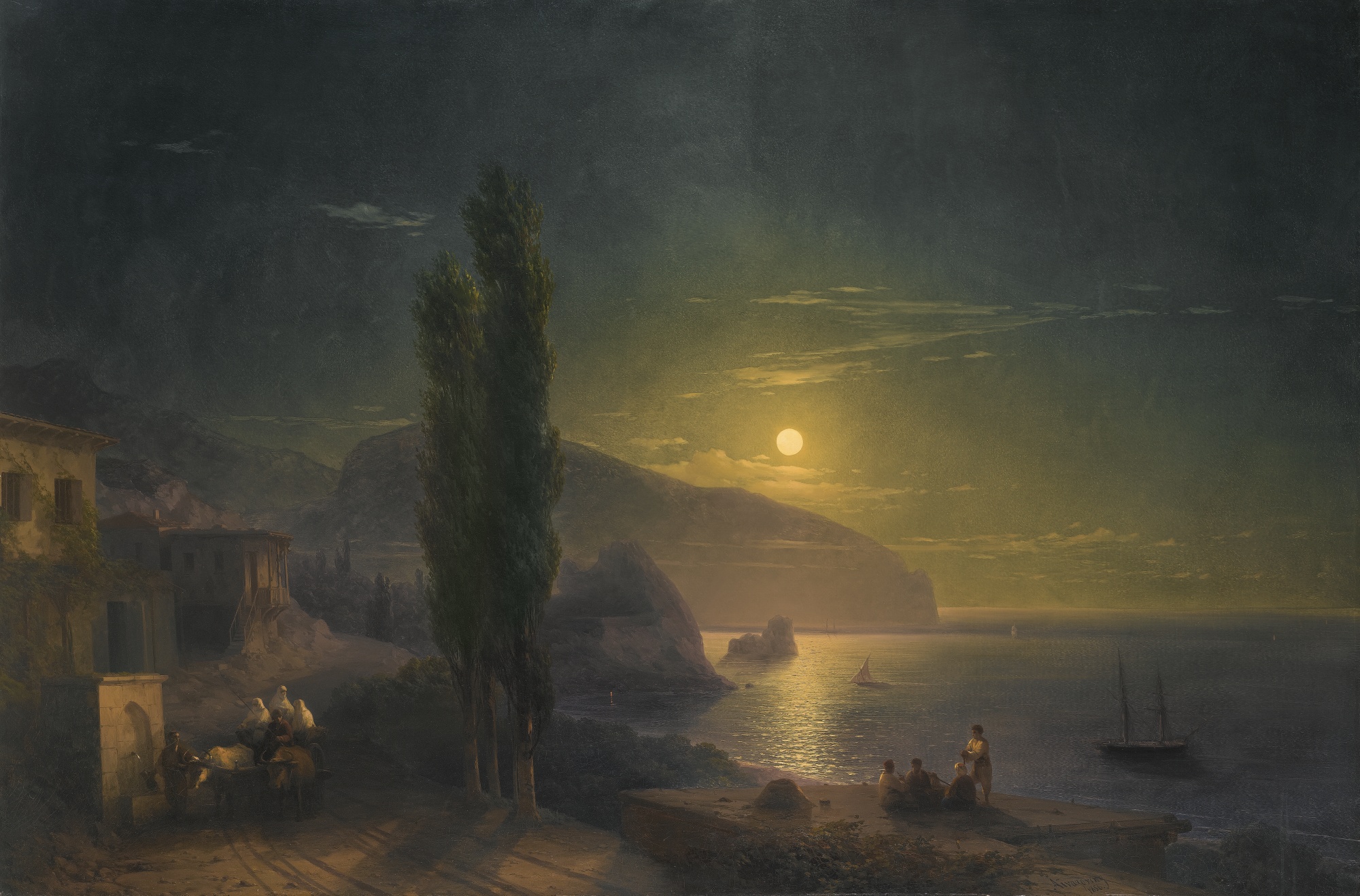 Айвазовский. Восход луны над Aю-Даг. 1856