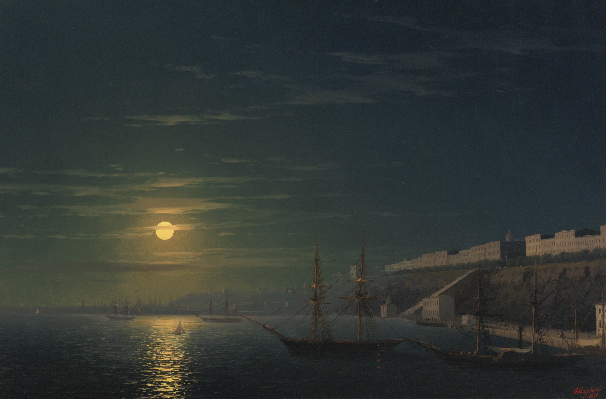 Айвазовский. Вид Одессы в лунную ночь. 1861