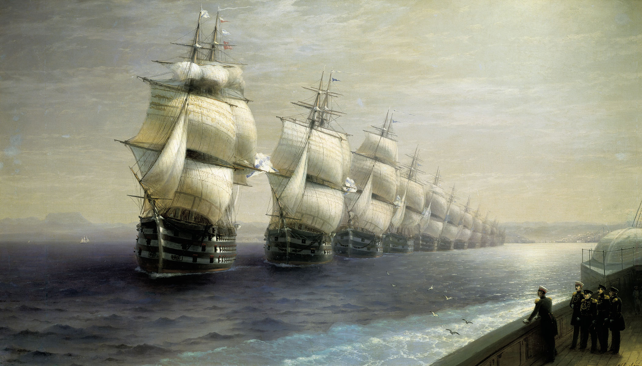 Айвазовский. Смотр Черноморского флота в 1849 году. 1886