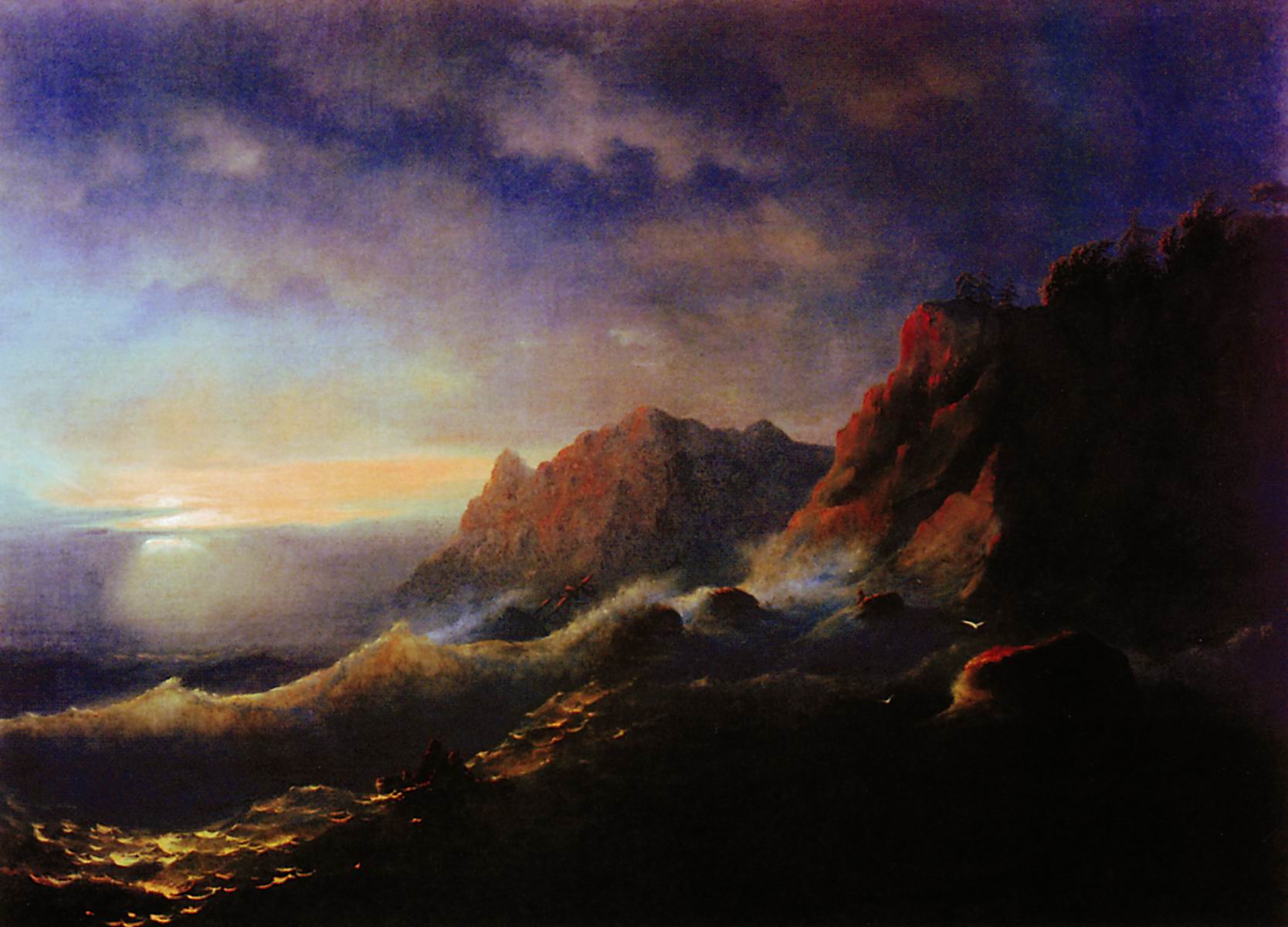 Айвазовский. Буря. Закат. 1856
