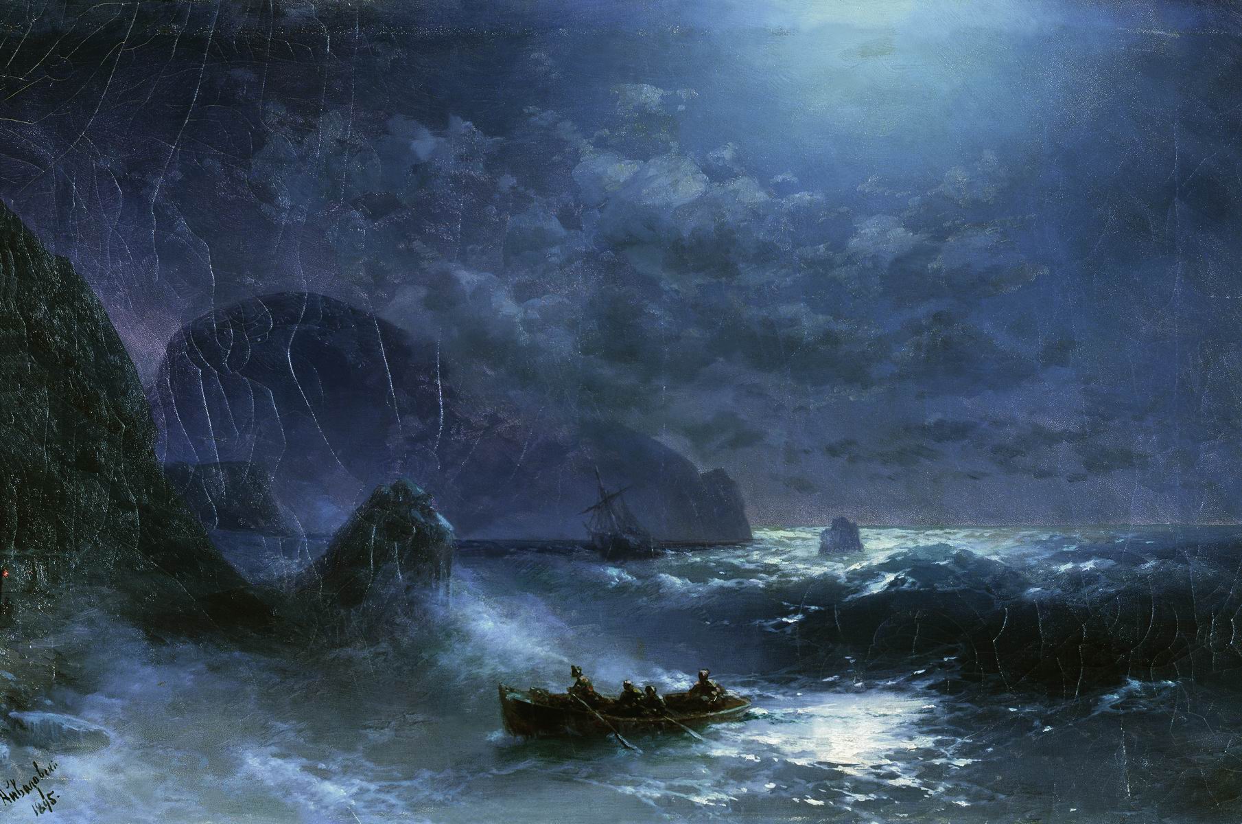 Айвазовский. Буря на море ночью. 1895