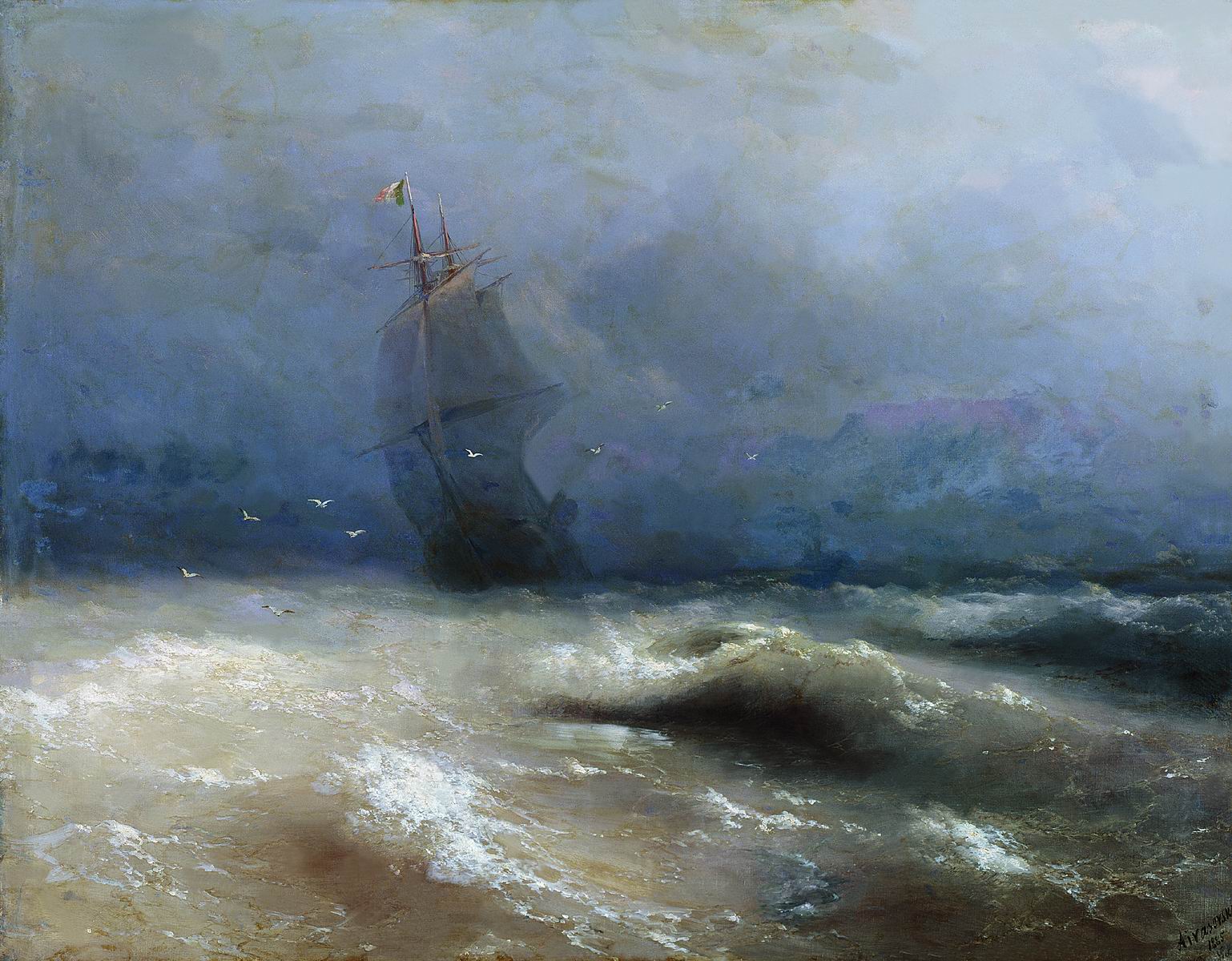 Айвазовский. Буря у берегов Ниццы. 1885