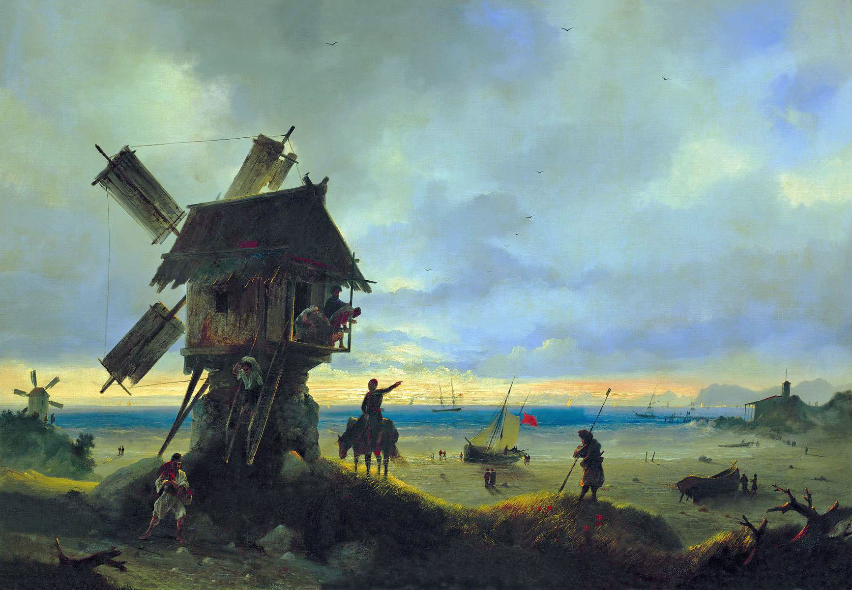 Айвазовский. Ветряная мельница на берегу моря. 1837